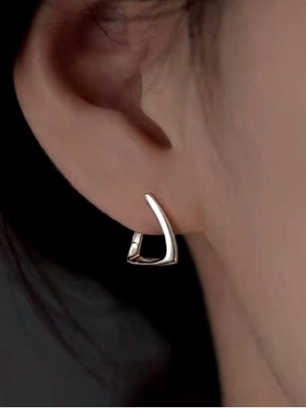 Elegant Twisted Triangle Huggie Earrings | 925 Sterling 16x12 mm